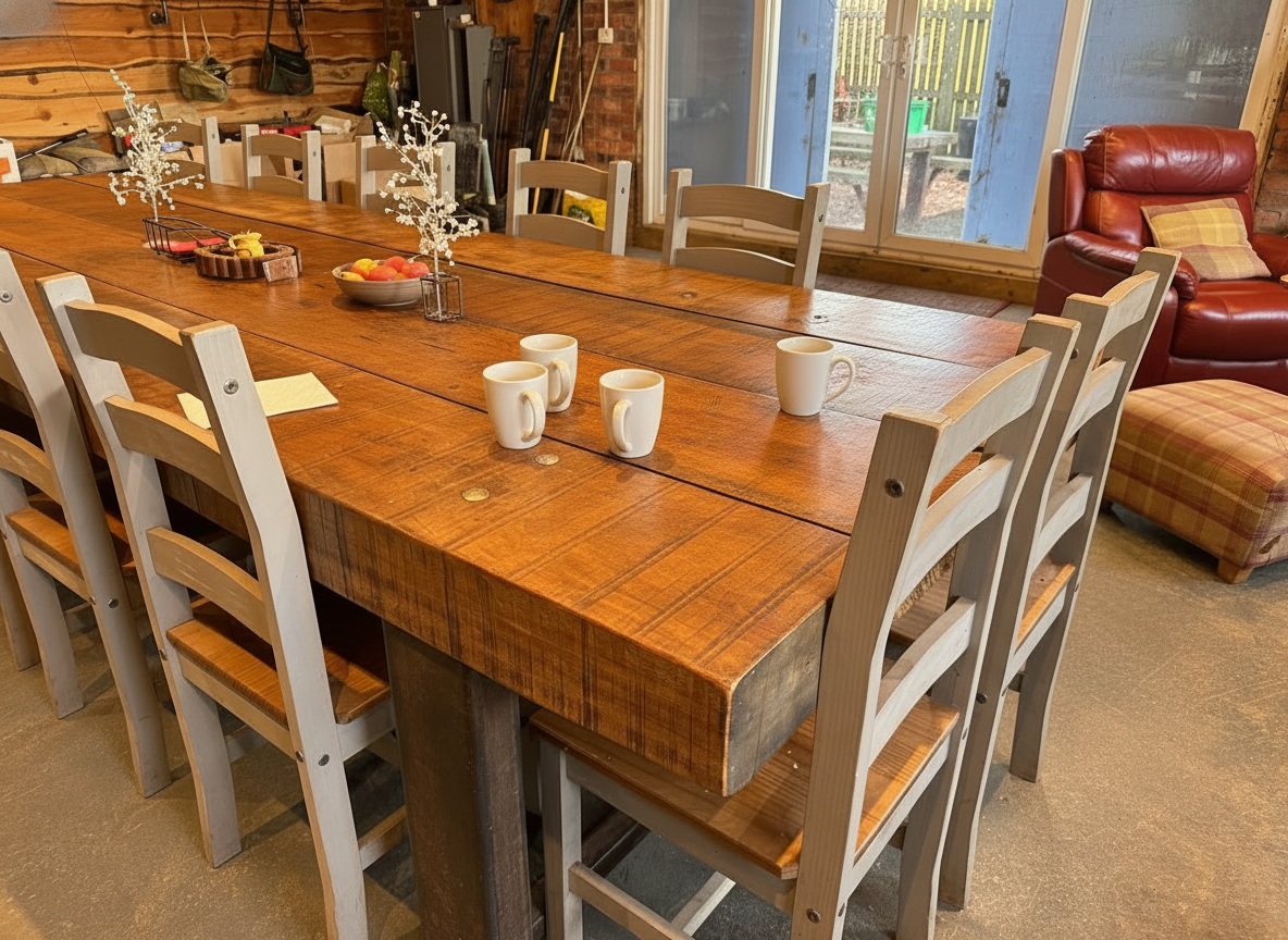 Post-shoot dinner at the lodge